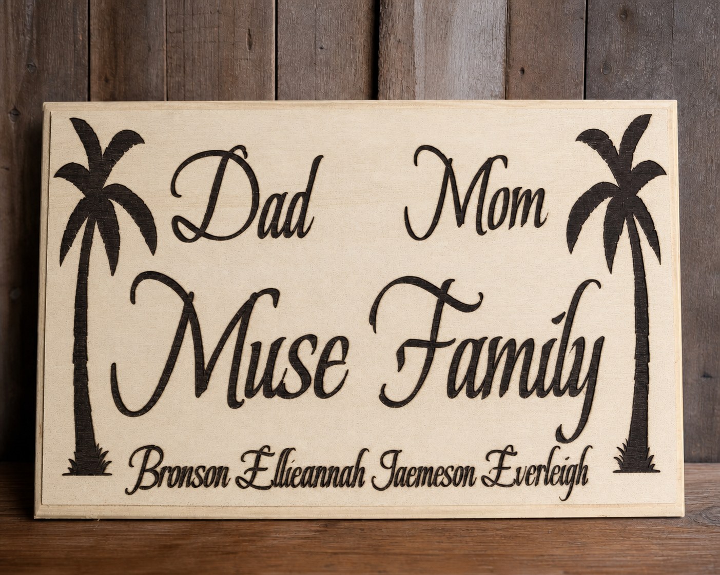 Engraved family sign
