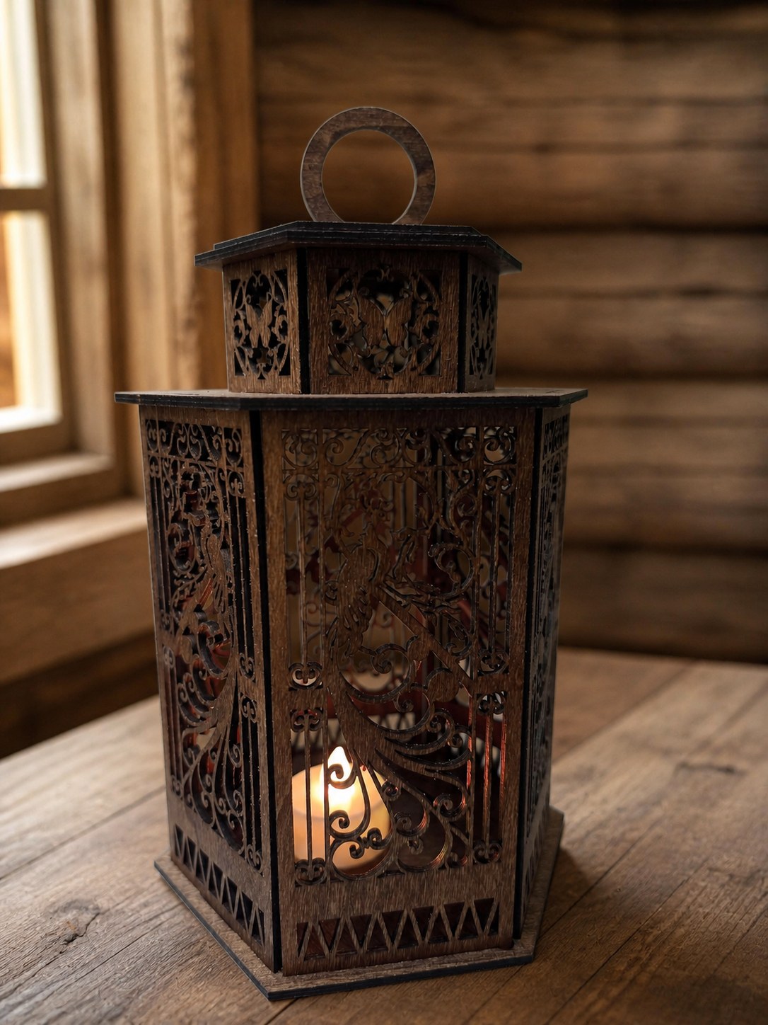 Decorative wooden lantern