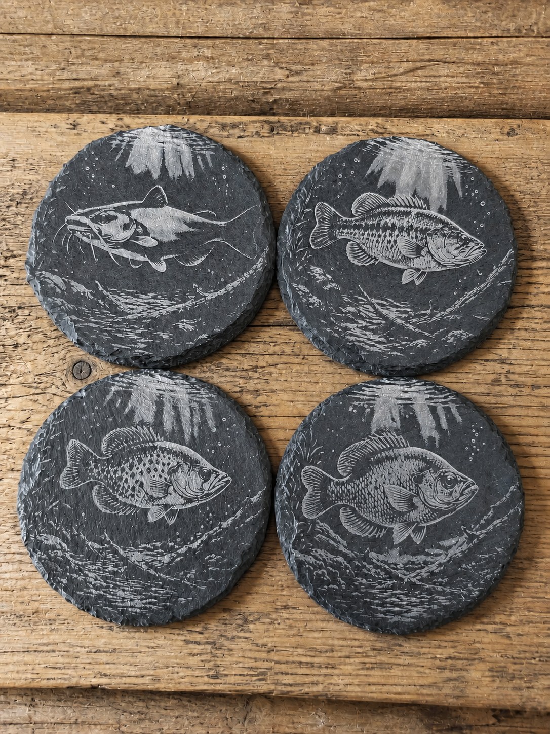 Fishing slate coaster set