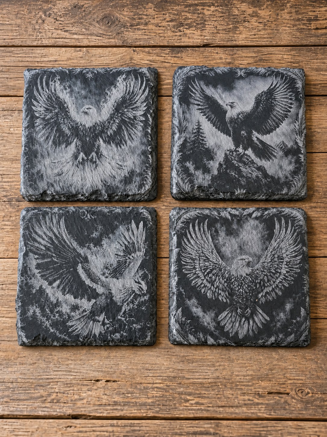Eagle slate coaster set