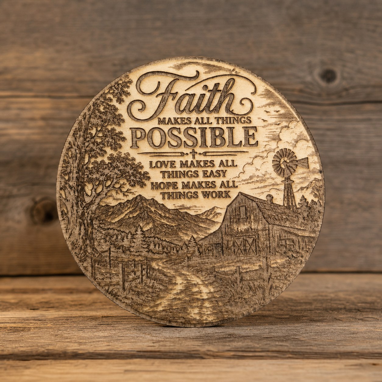 Faith engraved wood plaque