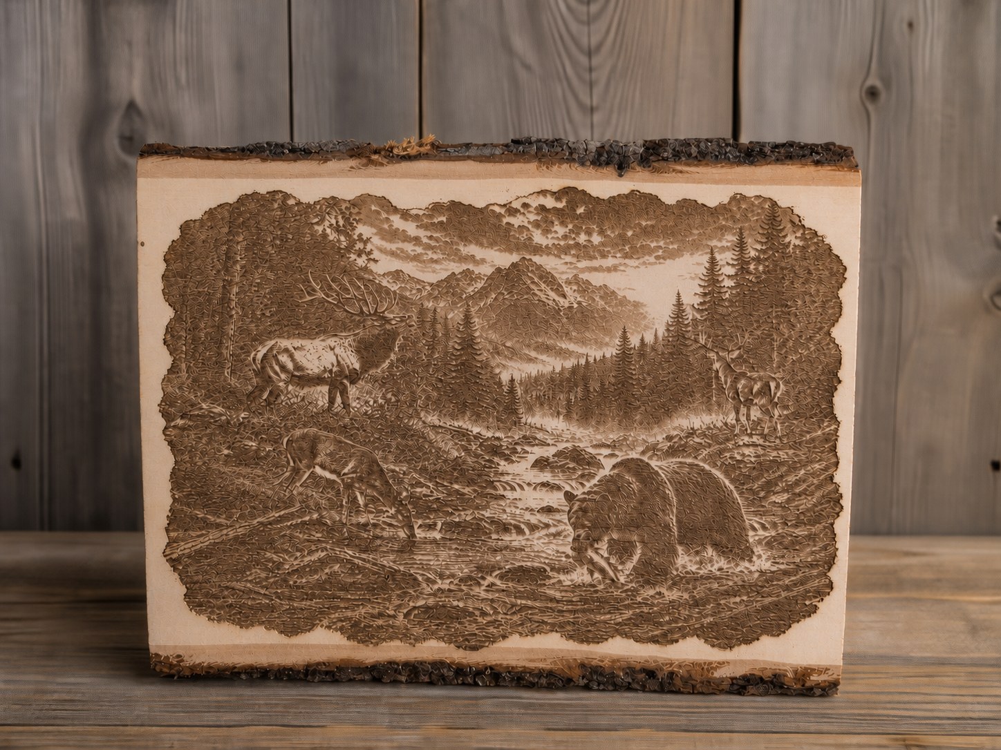 Live edge wildlife plaque